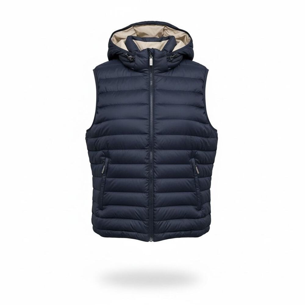 GIMO'S MENS 100% FEATHER DOWN REVERSIBLE HOOD PUFFER VEST SZ M